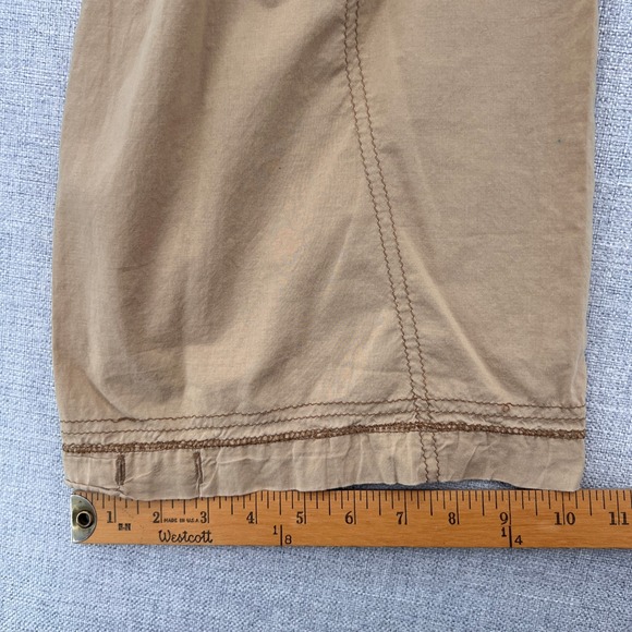 VTG Y2K Abercrombie & Fitch Wide Leg Paratrooper Cargo Pants Women 4 Tan Satin - Picture 10 of 14